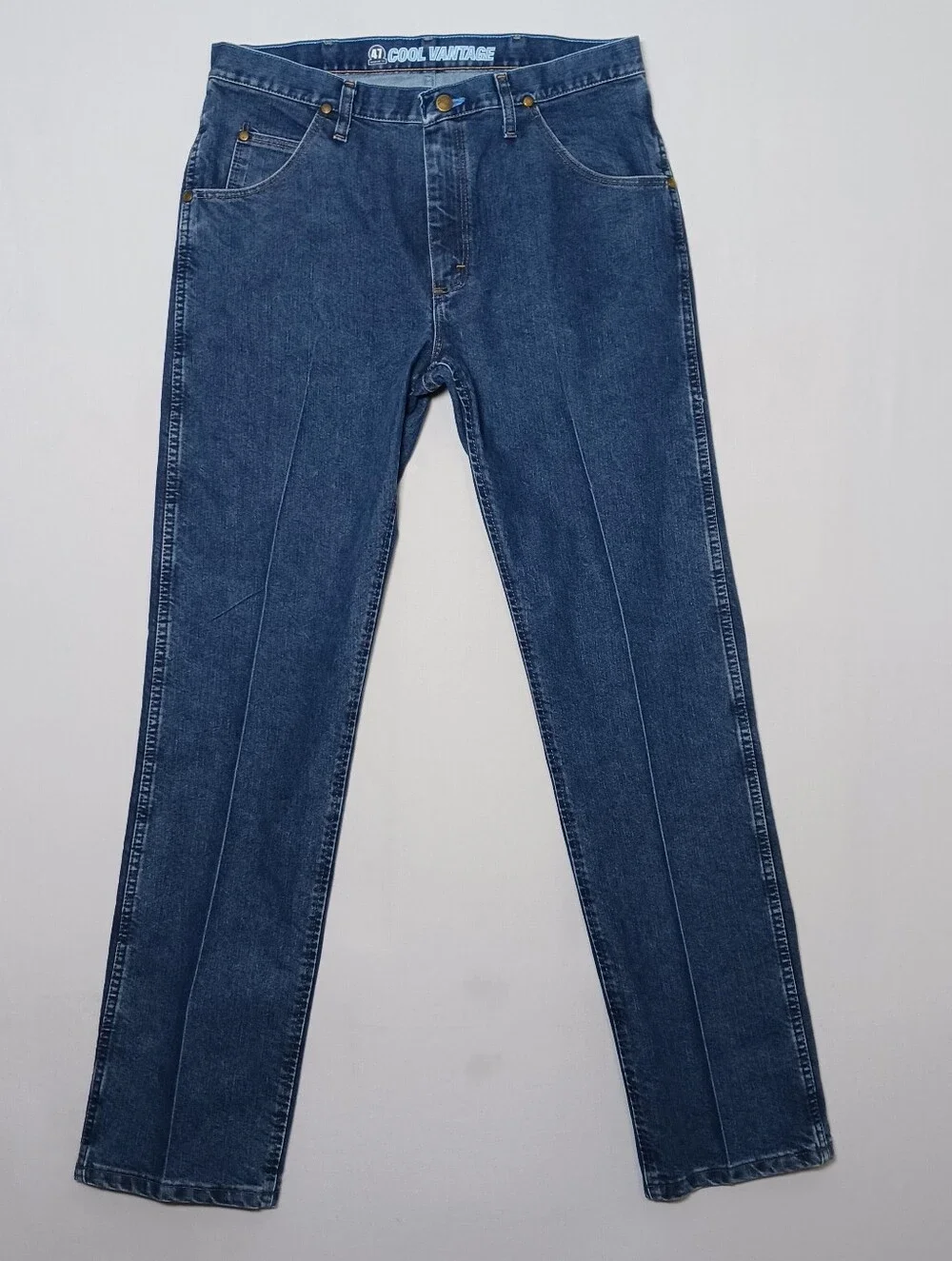 Wrangler 47 Mens Cool Vantage Regular Fit Jeans 35X34 Dark Blue Denim 47MCVDS